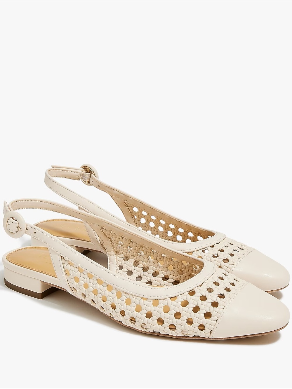 J. Crew Woven Slingback Flats in Dusty Ivory- 7.5